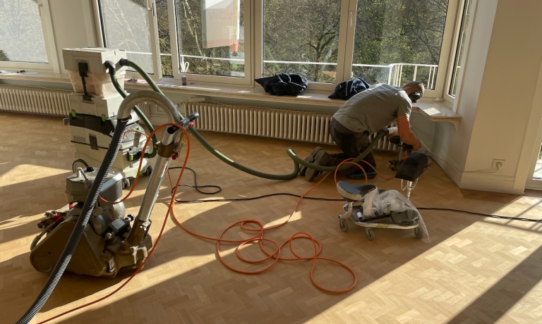 Parket tijdens renovatie